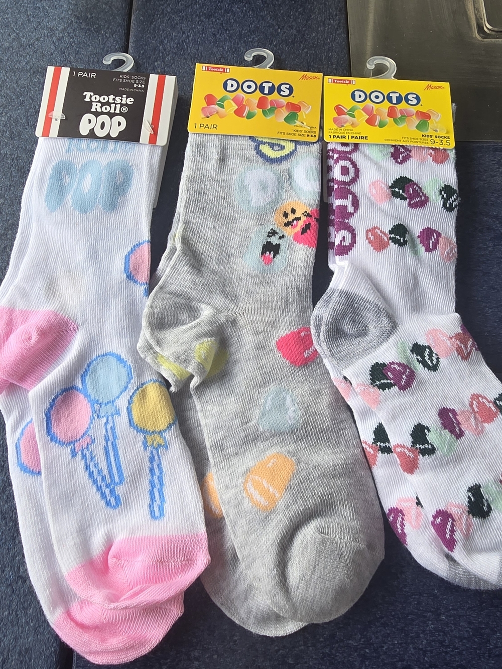 🍭 Candy Socks Bundle NWT 3 Pair Kids 9-3.5 Tootsie Roll Pop DOTS Novelty Socks